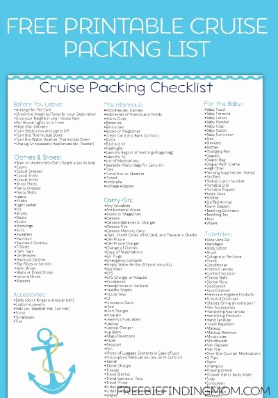 Travel Packing Checklist Pdf Fresh Free Printable Caribbean Cruise Packing List