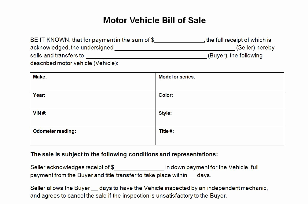 Truck Bill Of Sale Elegant Vehicle Bill Sale Template