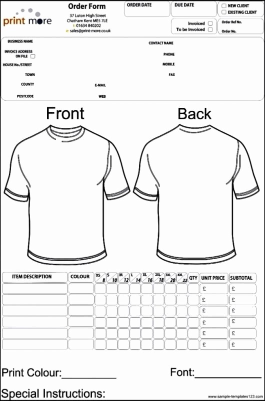 Tshirt order form Template Awesome Apparel order form Template Template