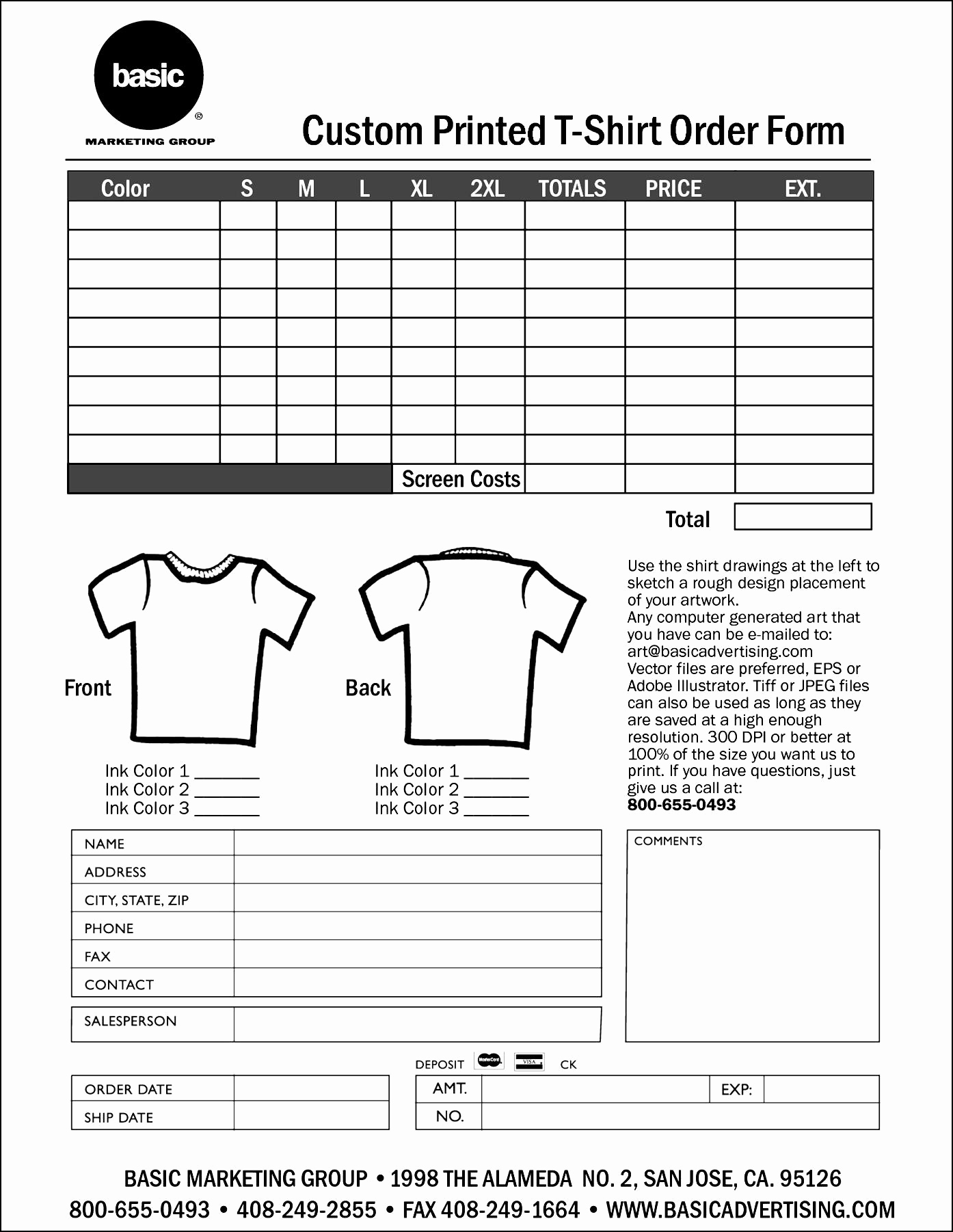 Tshirt order form Template New T Shirt Invoice Template