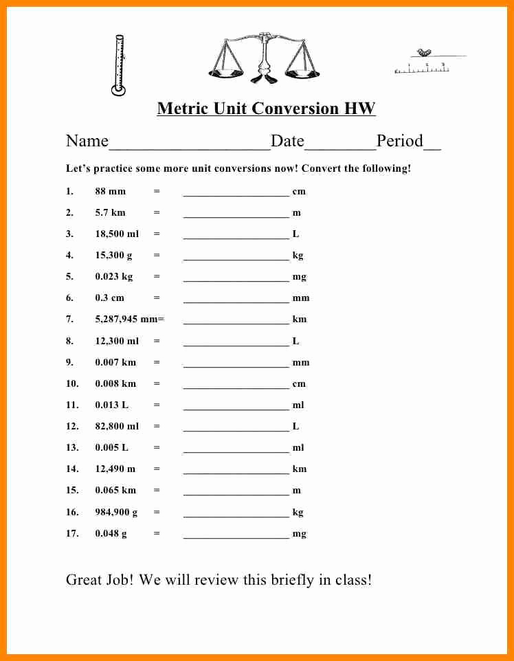 Unit Conversion Worksheet Pdf Beautiful Metric Conversion Worksheet