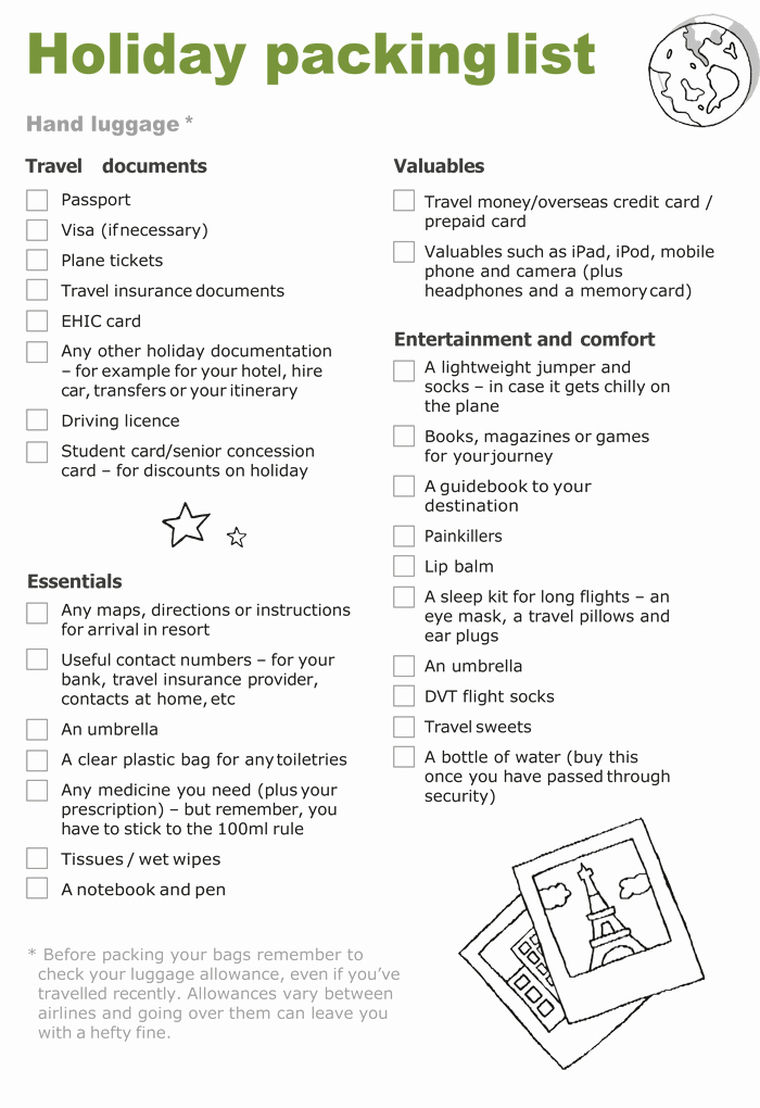 Vacation Packing List Template Lovely Packing List Template 5 Useful Packing Checklists