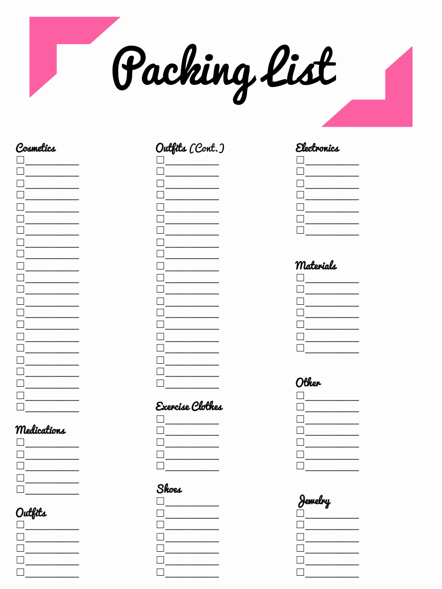 Vacation Packing List Template New 21 Free Packing List Template Word Excel formats