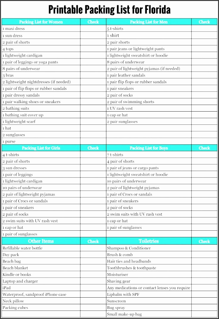 Vacation Packing List Template New 8 Family Vacation Packing List Template Sampletemplatess