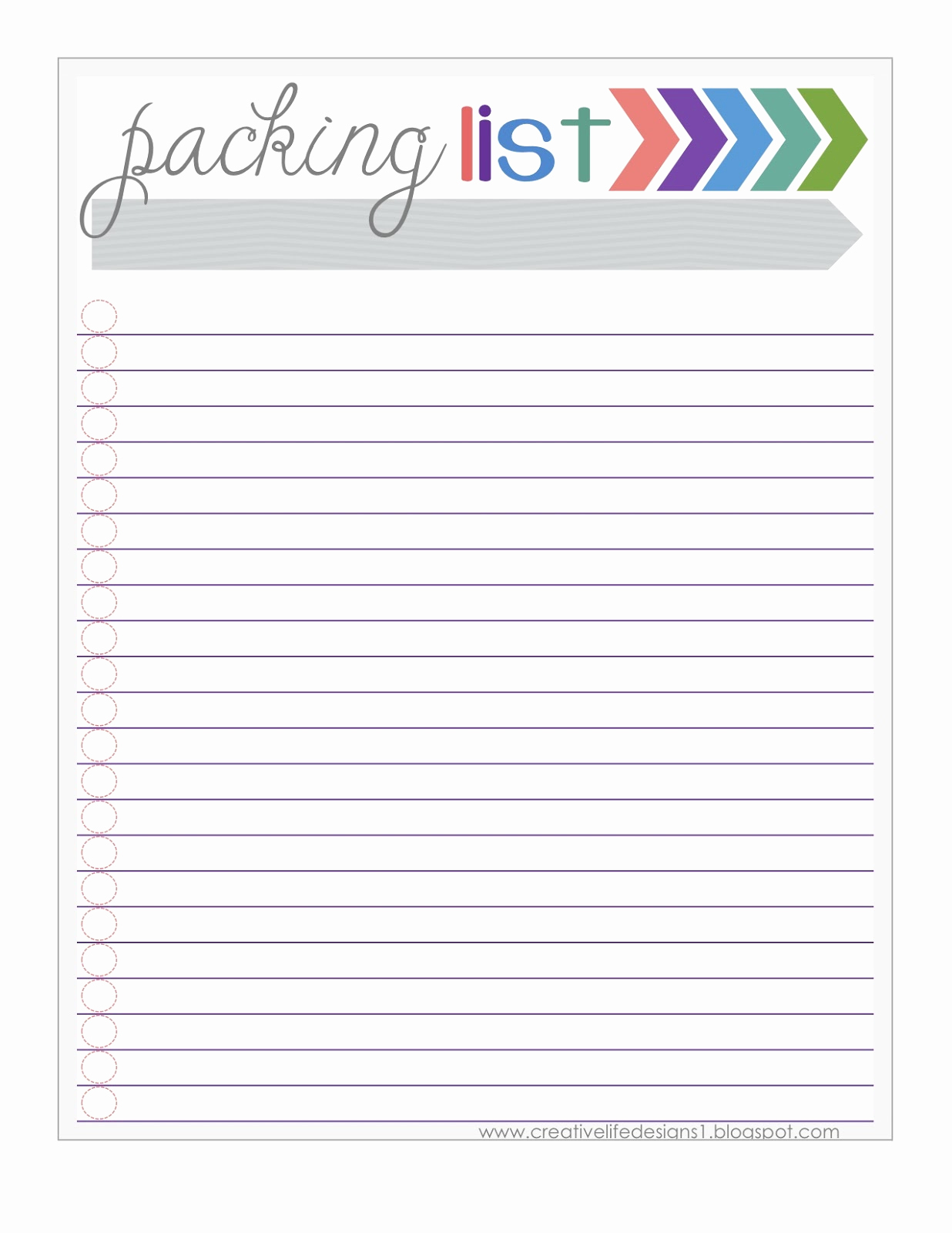 Vacation Packing List Template New Creative Life Designs A Packing List Freebie