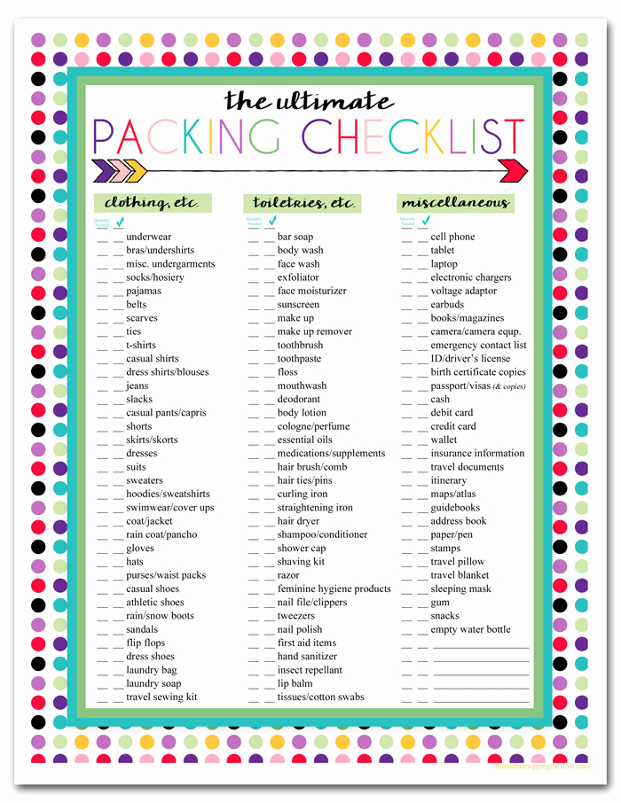Vacation Packing List Template New I Should Be Mopping the Floor Free Printable Ultimate
