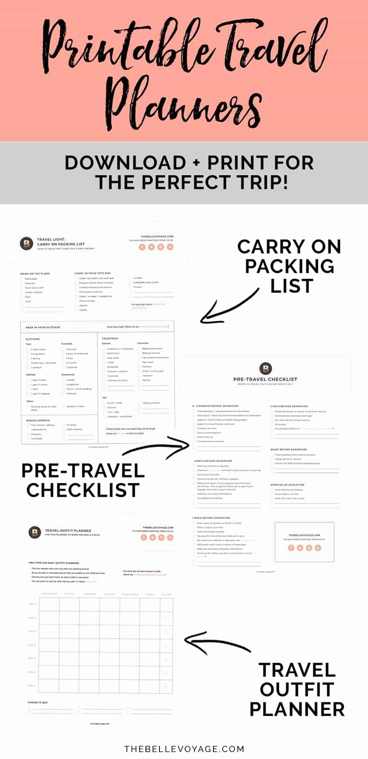 Vacation Packing List Template New Printable Ultimate Packing Checklist for Travel
