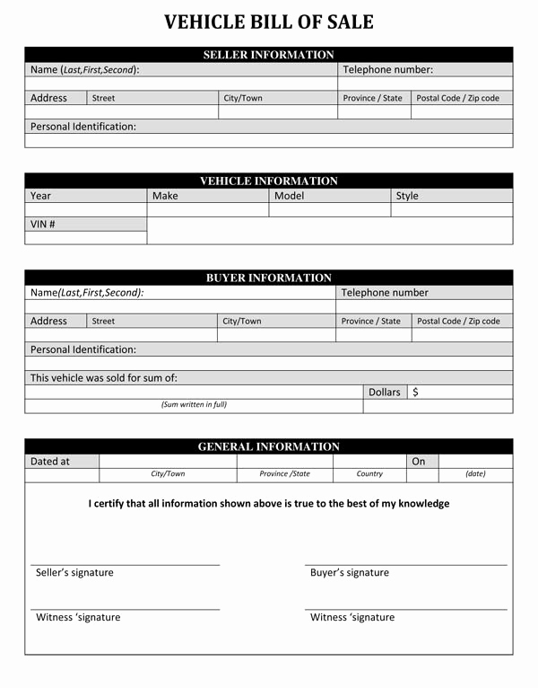 Vehicle Bill Of Sale form Inspirational Car Bill Sale Sample Free Printable forms