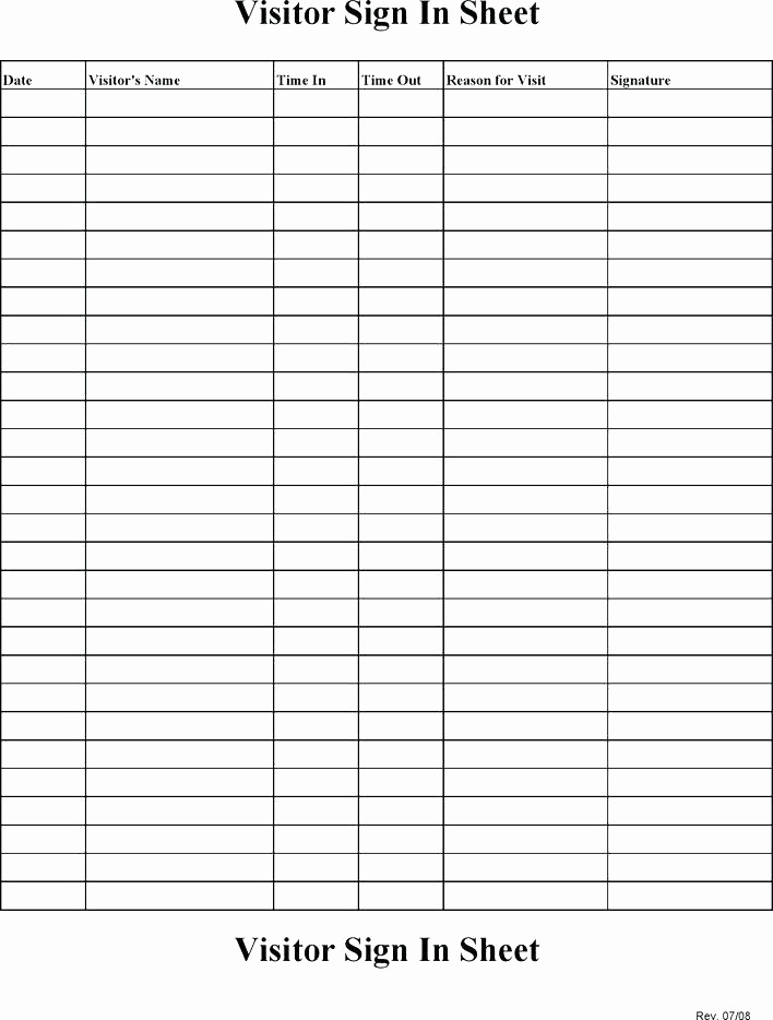Visitor Sign In Sheet Beautiful 9 10 Visitors Signing In Sheet Template
