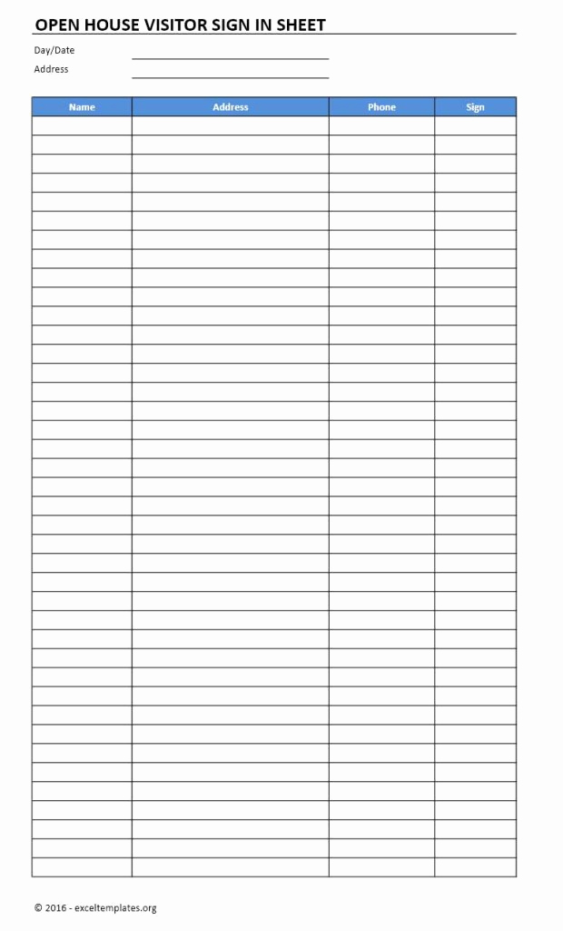 Visitor Sign In Sheet Elegant Open House Sign In Sheet Template