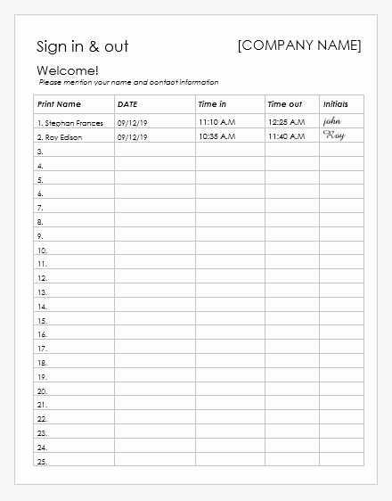 Visitor Sign In Sheet Fresh 5 Best Visitor Sign In Sheets for Ms Word