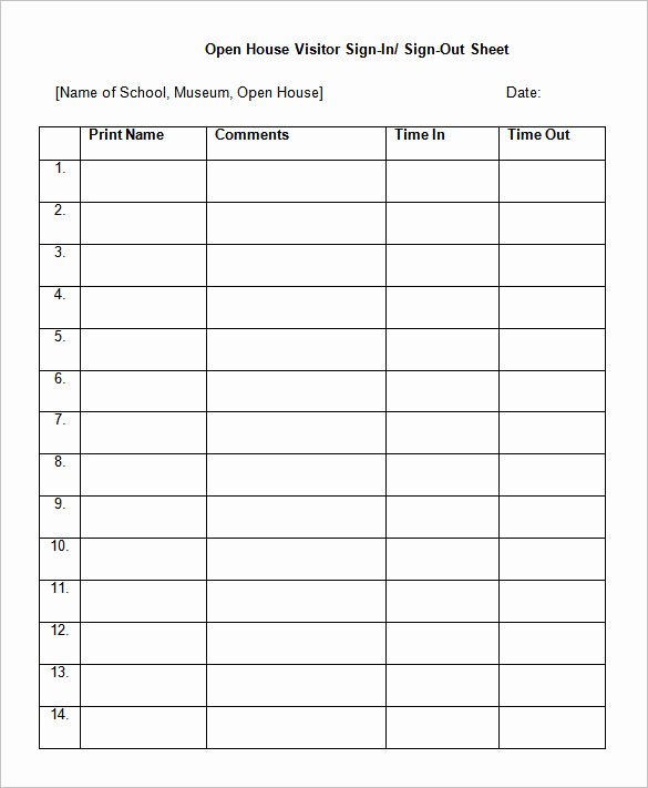 Visitor Sign In Sheet Inspirational 75 Sign In Sheet Templates Doc Pdf