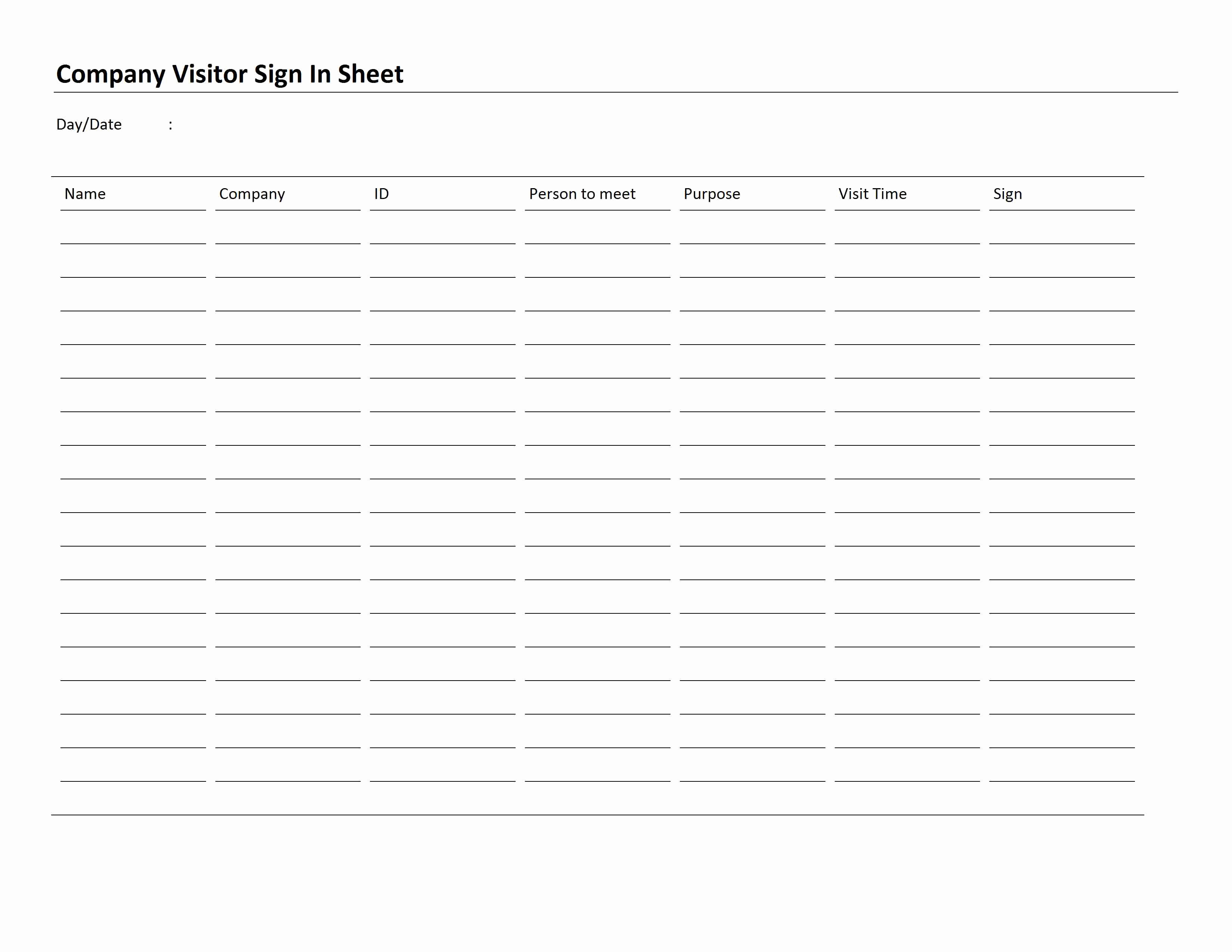 Visitor Sign In Sheet Luxury Pany Visitor Sign In Sheet