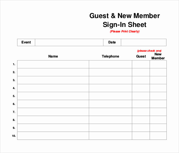 Visitor Sign In Sheet Template Awesome 75 Sign In Sheet Templates Doc Pdf