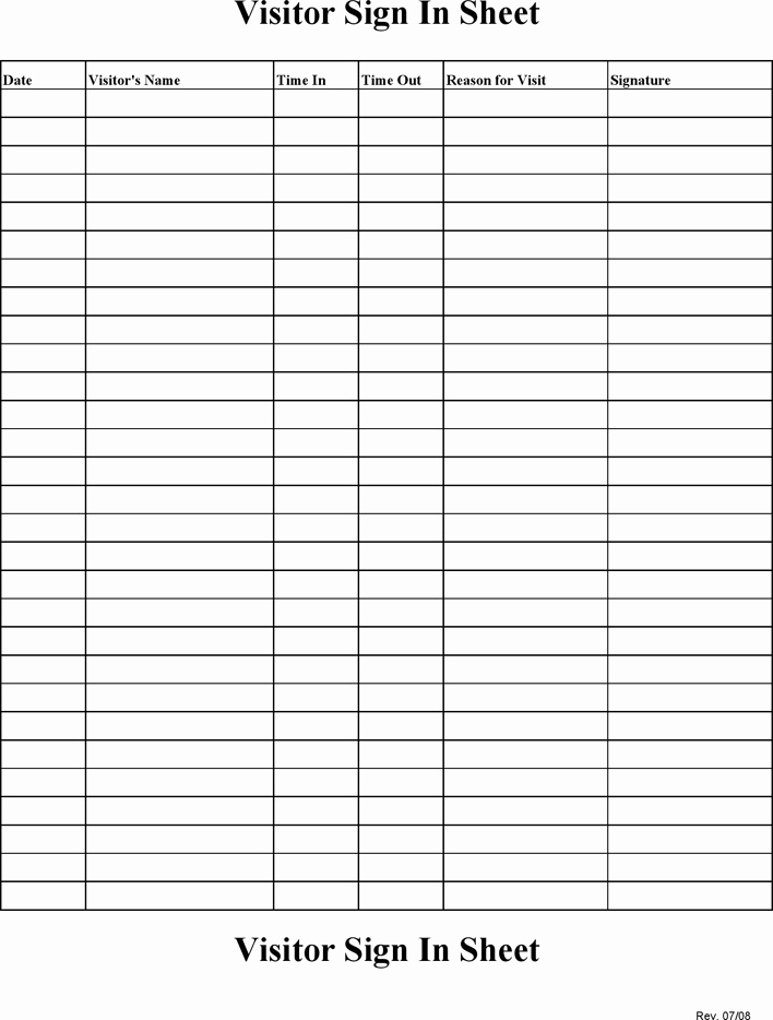 Visitor Sign In Sheet Template Beautiful 4 Visitor Sign In Sheet Free Download
