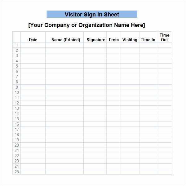 Visitor Sign In Sheet Template Elegant 34 Sample Sign In Sheet Templates Pdf Word Apple Pages