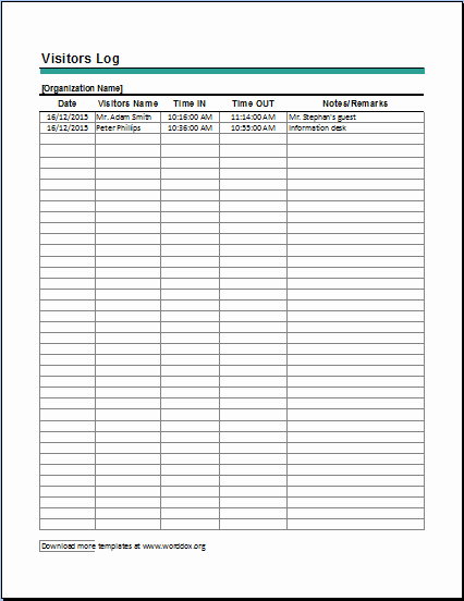 Visitor Sign In Sheet Template Elegant A Visitor Log is A Mon Official Document that is Used