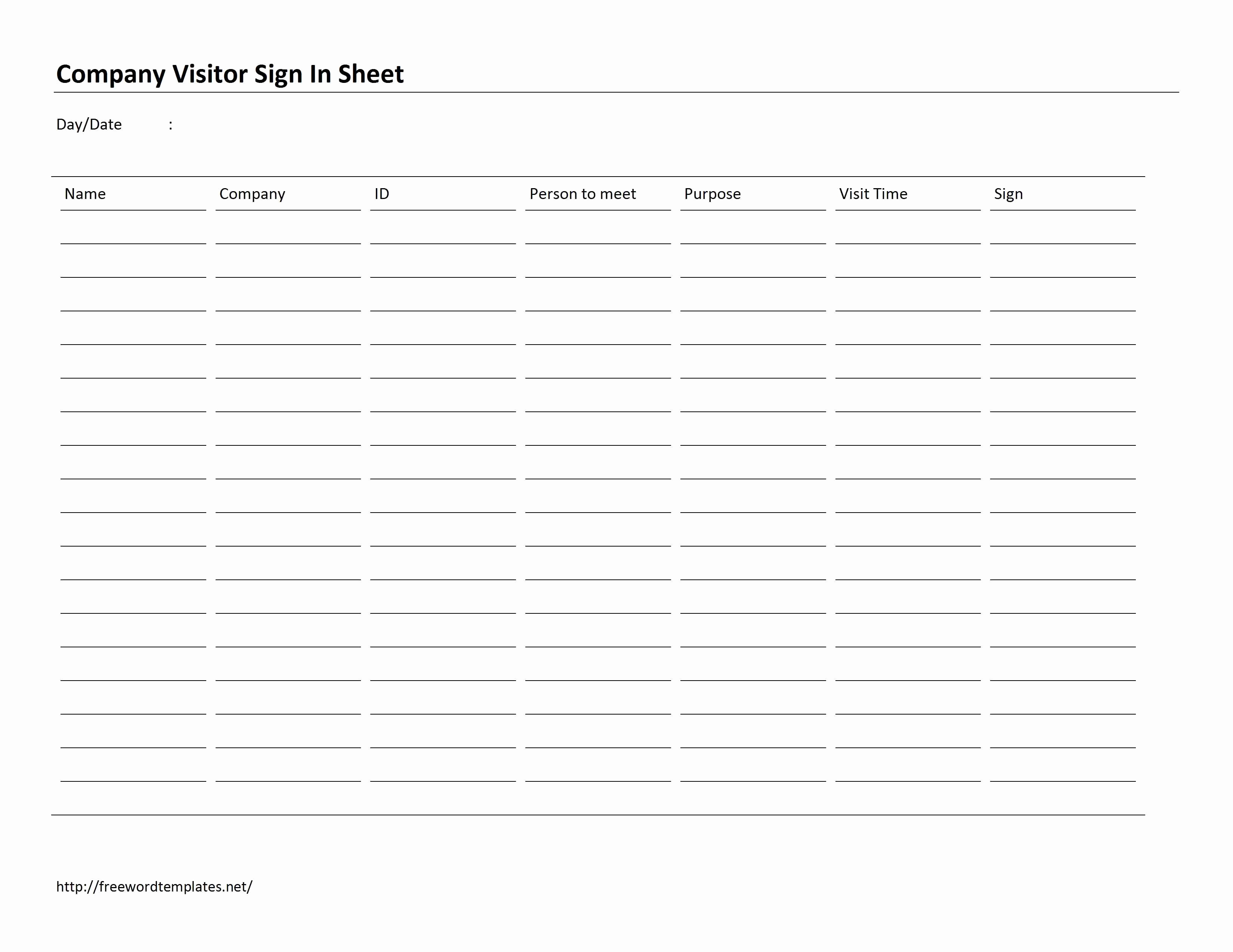 Visitor Sign In Sheet Template Elegant Free Open Fice Templates