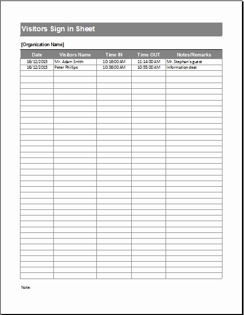 Visitor Sign In Sheet Template New Sign In Sheets for Visitors Meetings &amp; Patients