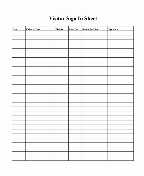 Visitor Sign In Sheets Best Of Sign In Sheet 30 Free Word Excel Pdf Documents