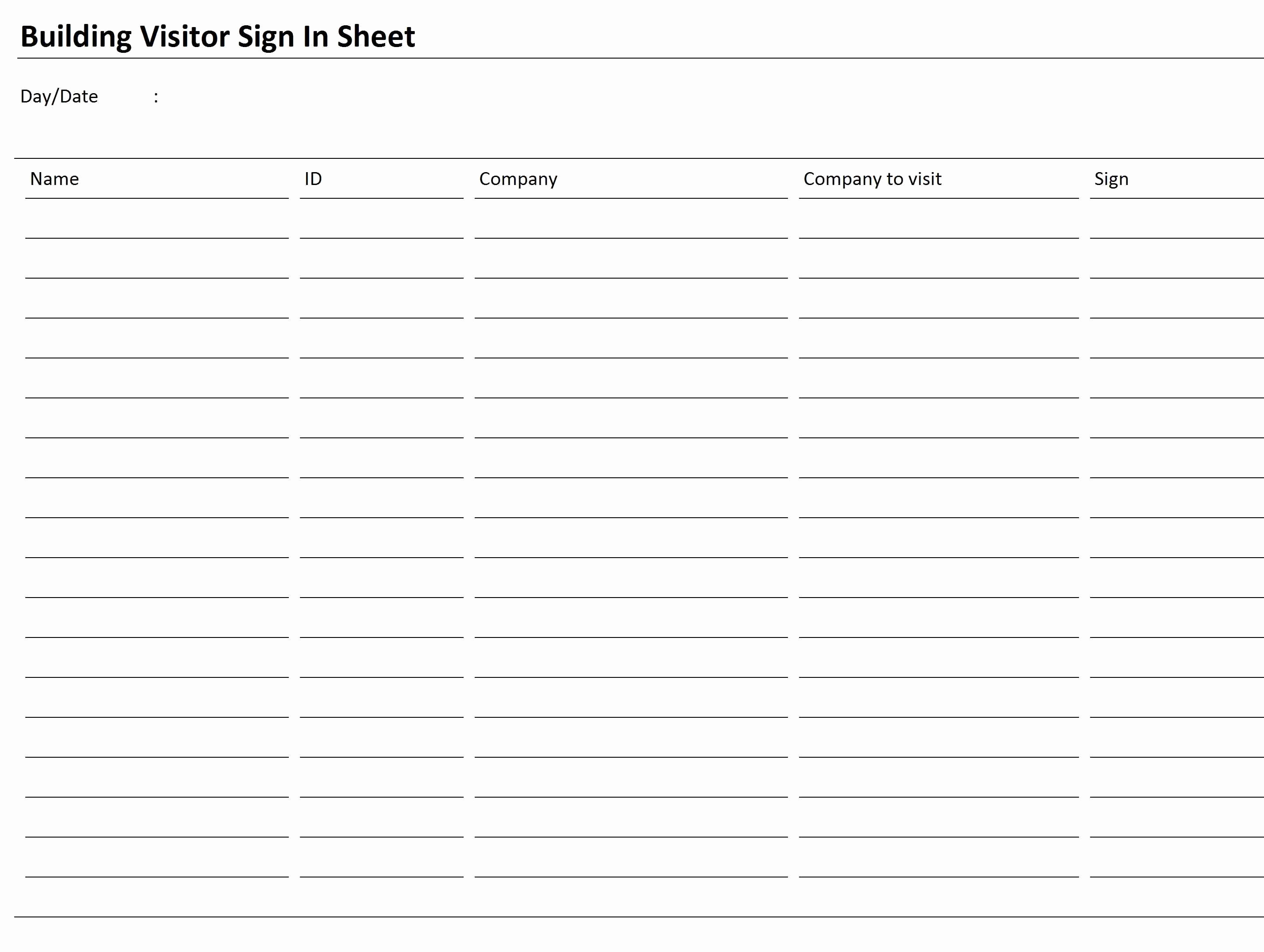 Visitors Sign In Sheet Beautiful Building Visitor Sign In Sheet Fice Templates