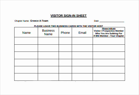 Visitors Signing In Sheet Fresh Sample Visitor Sign In Sheet 10 Documents In Word Pdf