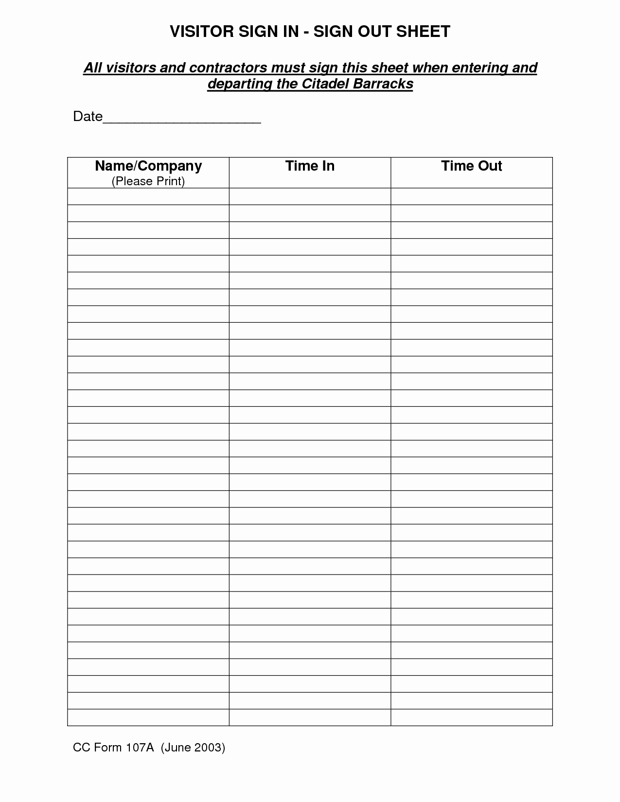 Visitors Signing In Sheet Luxury 8 Best Of Sign Out Sheet Template Printable Free