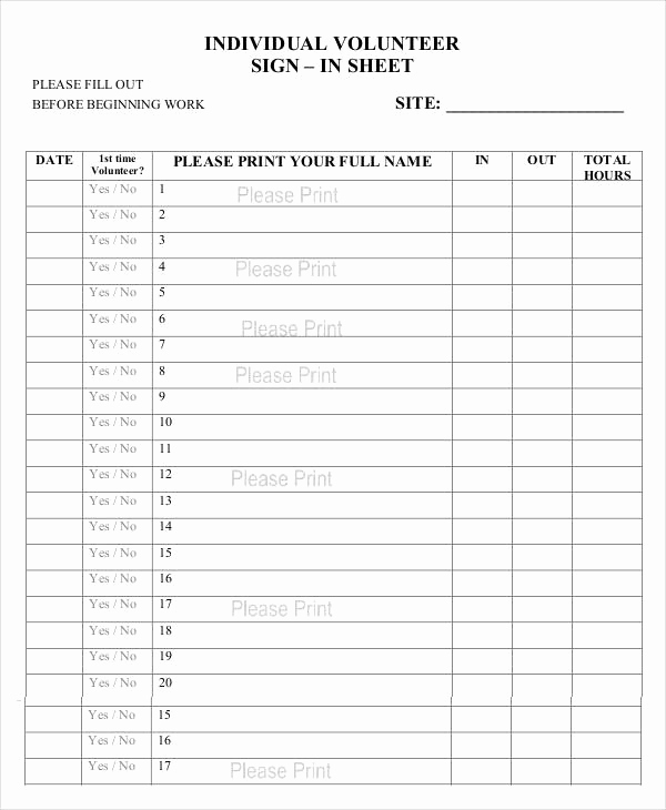 Volunteer Sign Up Sheet Awesome Volunteer Sign In Sheet Templates 14 Free Pdf Documents