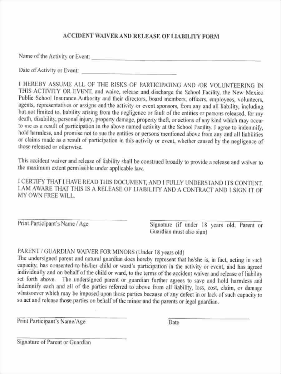 Waiver Of Liability form Best Of 25 Liability forms In Pdf