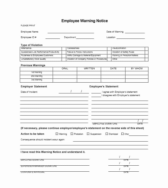 Warning Letter to Employee Beautiful Employee Warning Notice Download 56 Free Templates &amp; forms