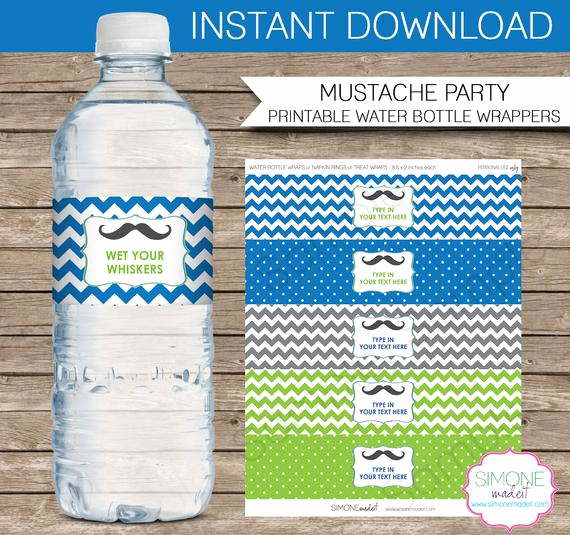 Water Bottle Labels Template Elegant Mustache Party Little Man Party Water Bottle Labels or