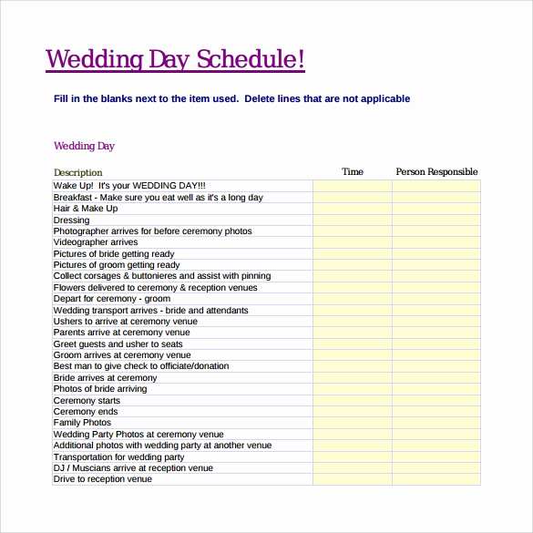Wedding Day Schedule Template Elegant 10 Wedding Schedule Samples