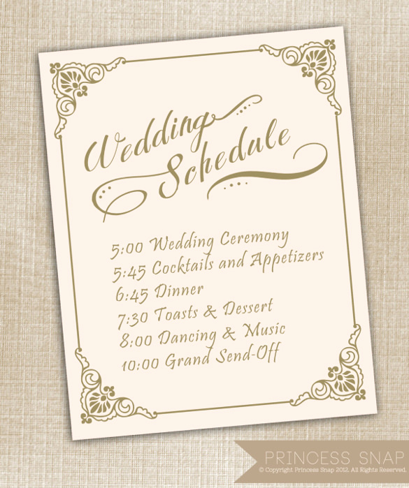 Wedding Day Schedule Template Lovely 17 Wedding Schedule Templates Psd Pdf Doc Xls
