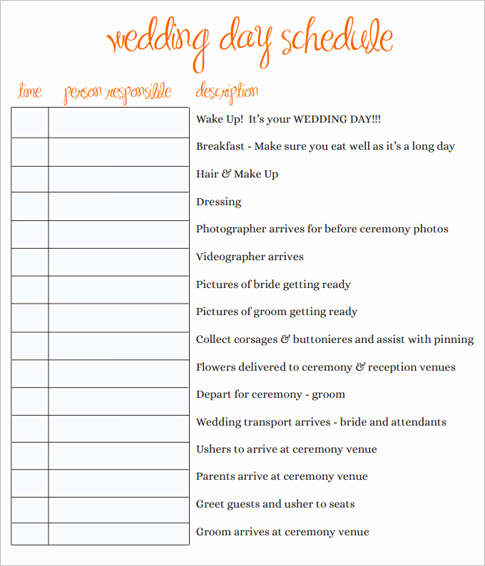 Wedding Day Schedule Template Lovely 28 Wedding Schedule Templates &amp; Samples Doc Pdf Psd