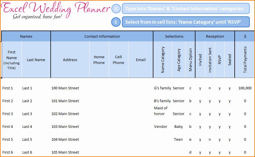 Wedding Guest List Excel New 5 Wedding Guest List Template Excel
