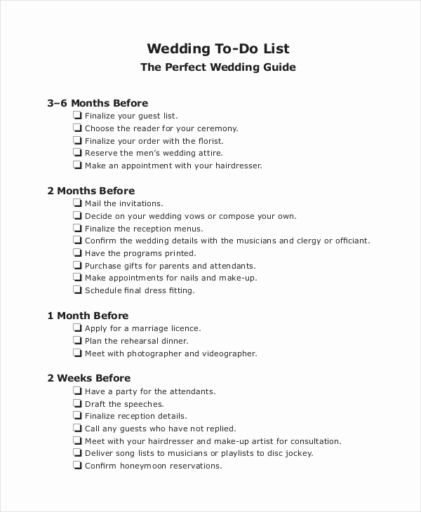 Wedding List to Do Inspirational Simple Wedding Checklist 25 Free Word Pdf Documents