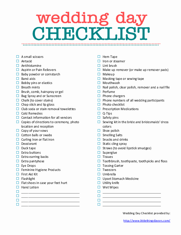 Wedding List to Do Luxury Awesome Wedding Checklist Printable 2016