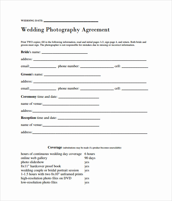 Wedding Photography Contract Pdf Elegant Sample Wedding Contract 14 Documents In Pdf Word