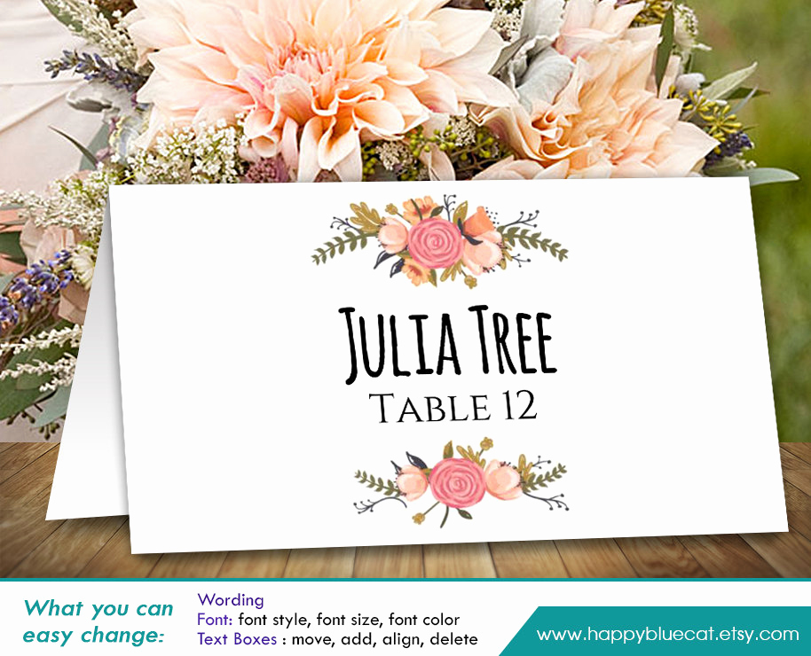 Wedding Place Cards Template Fresh Diy Printable Wedding Place Card Template Instant Download