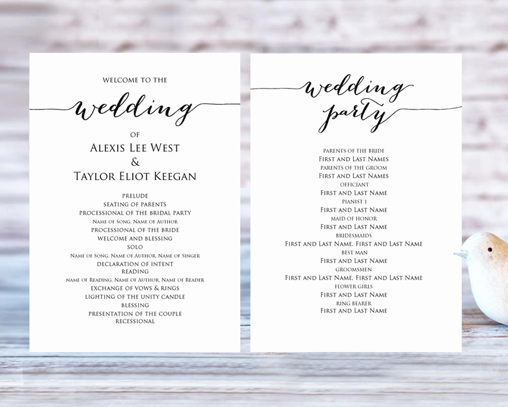 Wedding Program Template Free Fresh Wedding Program Templates · Wedding Templates and Printables