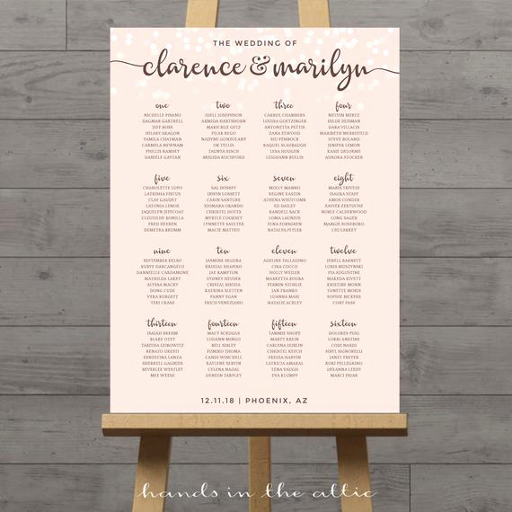 Wedding Seating Chart Poster Awesome Pink Wedding Seating Chart Poster Pastel Light Pink Table