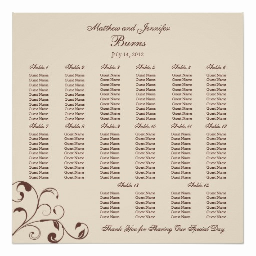 Wedding Seating Chart Poster New Brown Square Wedding Reception Seating Chart Poster