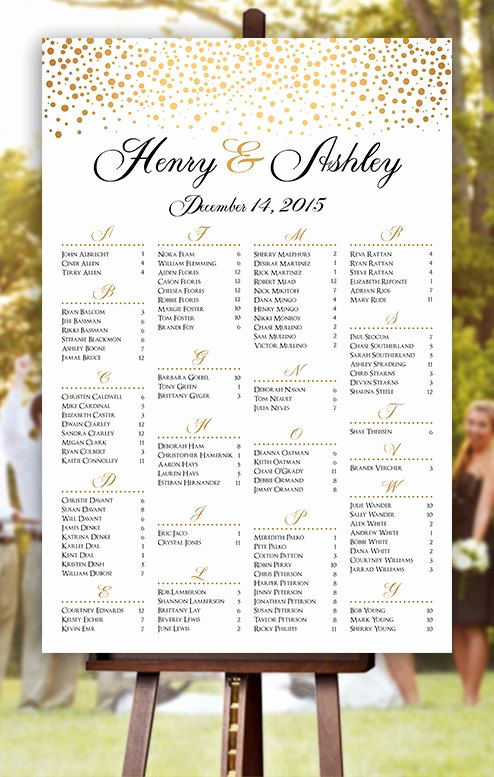 Wedding Seating Chart Poster Template Lovely Wedding Seating Chart Rush Service Gold Polka Dots