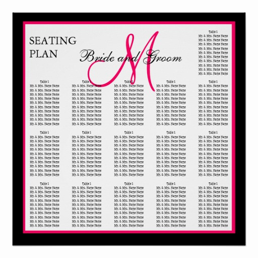 Wedding Seating Chart Poster Unique Pink Template Monogram Wedding Seating Chart Poster