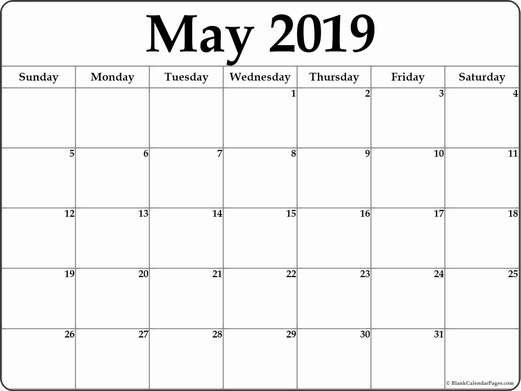 Weekly Calendar Template 2019 Luxury Free May 2019 Calendar Printable Template Blank Word Pdf Notes