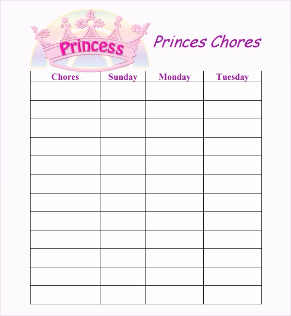 Weekly Chore Chart Template Unique Chore List Templates 7 Free Documents Download In Word