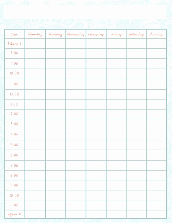 Weekly Class Schedule Template Elegant Weekly Schedule Template Jpg &amp; Psd File by Creativebalorina
