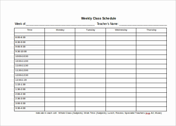 Weekly Class Schedule Template Inspirational 9 Sample Class Schedules