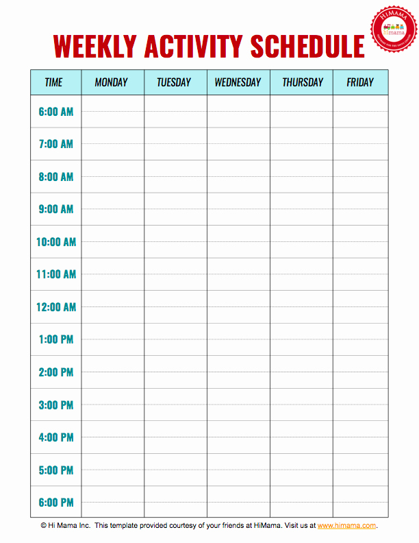 Weekly Class Schedule Template Luxury Daycare Weekly Schedule Template 5 Day