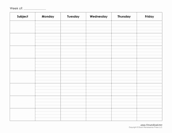 Weekly Class Schedule Template Unique Printable Weekly Schedule Template Free Blank Pdf